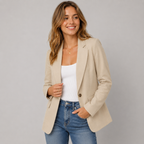 Casual Blazer Jacket - Lightweight One-Button Work Office Suit Coat - Luxxella