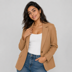 Casual Blazer Jacket - Lightweight One-Button Work Office Suit Coat - Luxxella