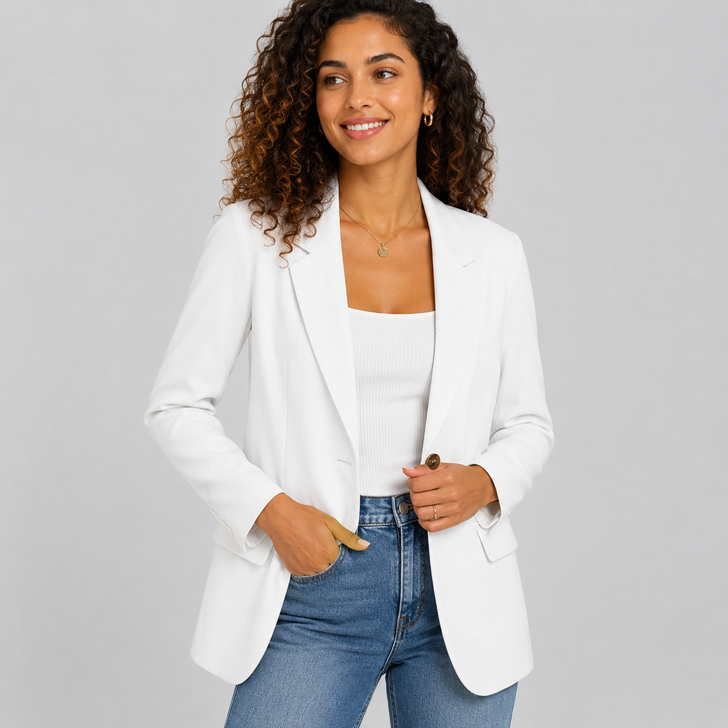 Casual Blazer Jacket - Lightweight One-Button Work Office Suit Coat - Luxxella
