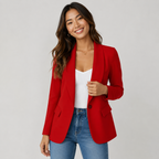Casual Blazer Jacket - Lightweight One-Button Work Office Suit Coat - Luxxella