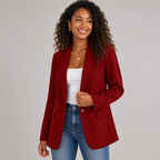 Casual Blazer Jacket - Lightweight One-Button Work Office Suit Coat - Luxxella