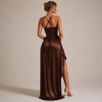 Lara Maxi Dress – Elegant Backless Slit Dress for Weddings, Galas & Date Nights - Luxxella