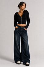 Retro Wide-Leg Jeans – 90s Vintage Washed Baggy Boyfriend Style - Luxxella