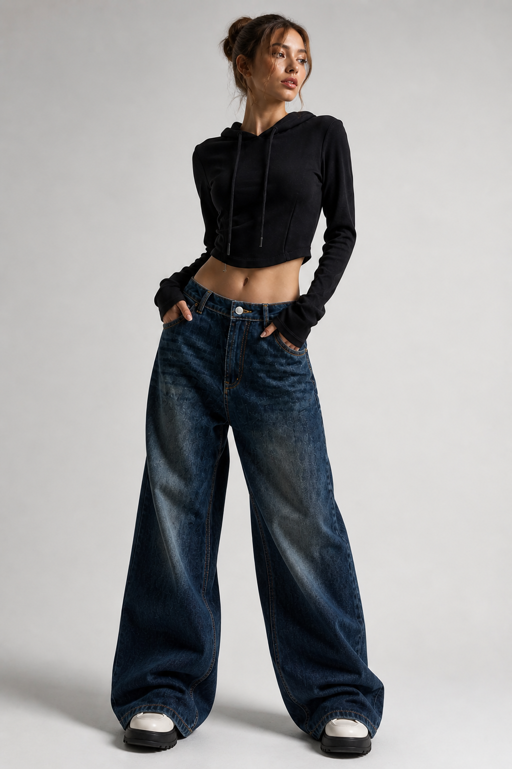 Retro Wide-Leg Jeans – 90s Vintage Washed Baggy Boyfriend Style - Luxxella