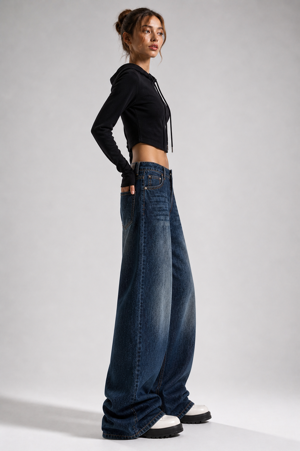 Retro Wide-Leg Jeans – 90s Vintage Washed Baggy Boyfriend Style - Luxxella
