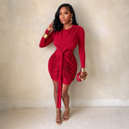 Short Dress – Elegant Sheath Slim Fit with Long Sleeves - Luxxella