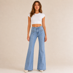 Flare Jeans for Women – Bell-Bottom Denim with Back Star Patch - Luxxella