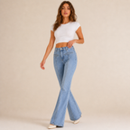 Flare Jeans for Women – Bell-Bottom Denim with Back Star Patch - Luxxella