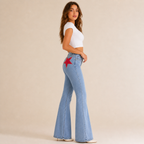 Flare Jeans for Women – Bell-Bottom Denim with Back Star Patch - Luxxella