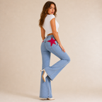 Flare Jeans for Women – Bell-Bottom Denim with Back Star Patch - Luxxella