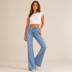 Flare Jeans for Women – Bell-Bottom Denim with Back Star Patch - Luxxella