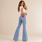 Flare Jeans for Women – Bell-Bottom Denim with Back Star Patch - Luxxella
