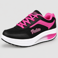 Rocker Bottom Wedge Sneakers with Arch Support - Mesh Shoes for Walking & Fitness - Luxxella