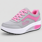 Rocker Bottom Wedge Sneakers with Arch Support - Mesh Shoes for Walking & Fitness - Luxxella