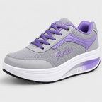 Rocker Bottom Wedge Sneakers with Arch Support - Mesh Shoes for Walking & Fitness - Luxxella