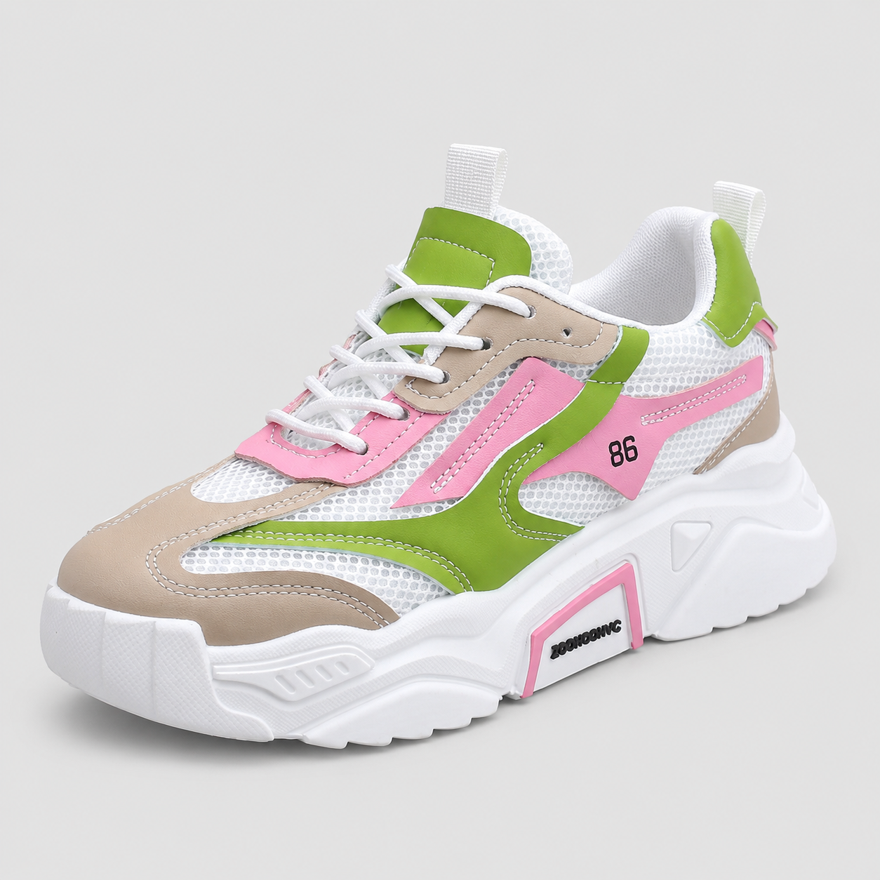 Chunky Platform Sneakers - Breathable Mesh Color Block Athletic Walking Shoes - Luxxella