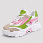 Chunky Platform Sneakers - Breathable Mesh Color Block Athletic Walking Shoes - Luxxella