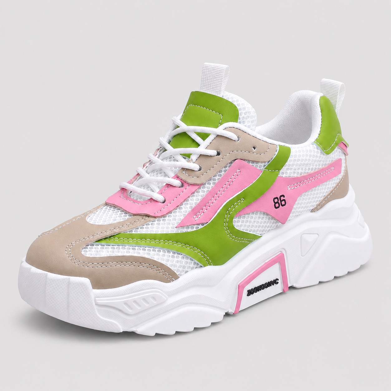 Chunky Platform Sneakers - Breathable Mesh Color Block Athletic Walking Shoes - Luxxella