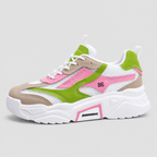 Chunky Platform Sneakers - Breathable Mesh Color Block Athletic Walking Shoes - Luxxella