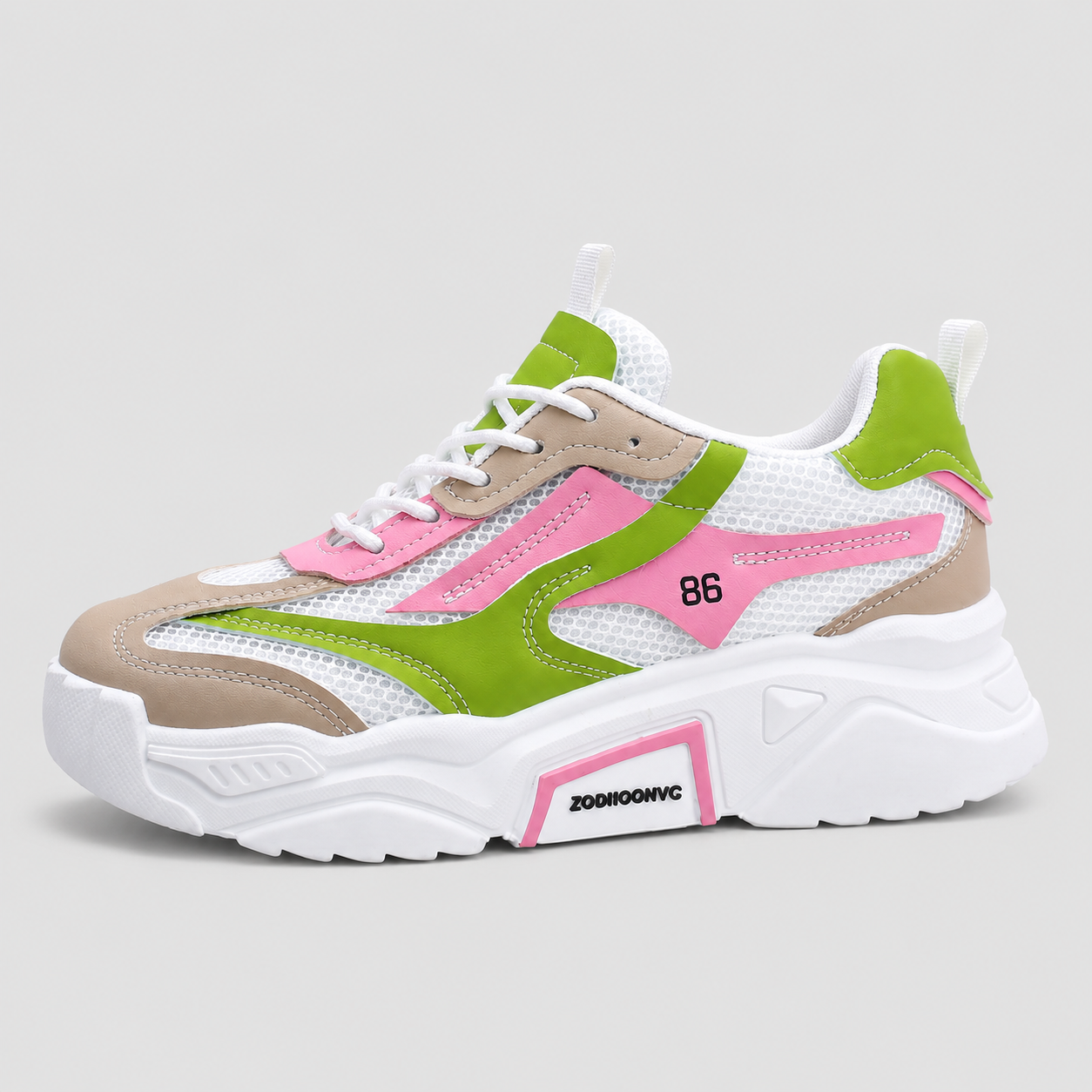 Chunky Platform Sneakers - Breathable Mesh Color Block Athletic Walking Shoes - Luxxella