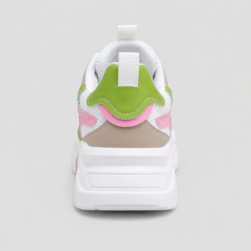Chunky Platform Sneakers - Breathable Mesh Color Block Athletic Walking Shoes - Luxxella