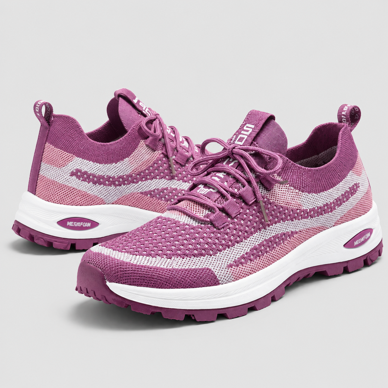 Slip-On Walking Shoes - Breathable Knit Cushioned Running Sneakers with Arch Support - Luxxella