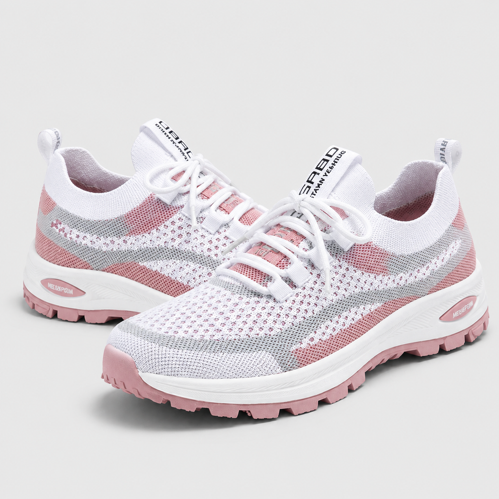 Slip-On Walking Shoes - Breathable Knit Cushioned Running Sneakers with Arch Support - Luxxella