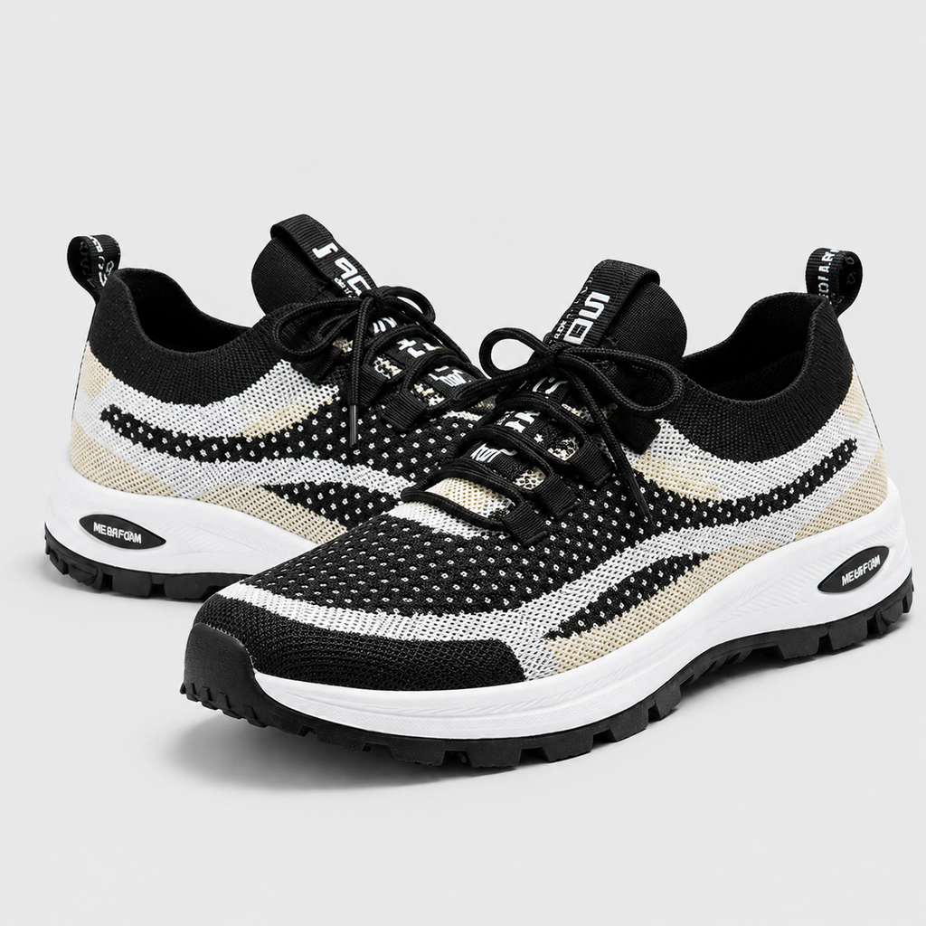 Slip-On Walking Shoes - Breathable Knit Cushioned Running Sneakers with Arch Support - Luxxella