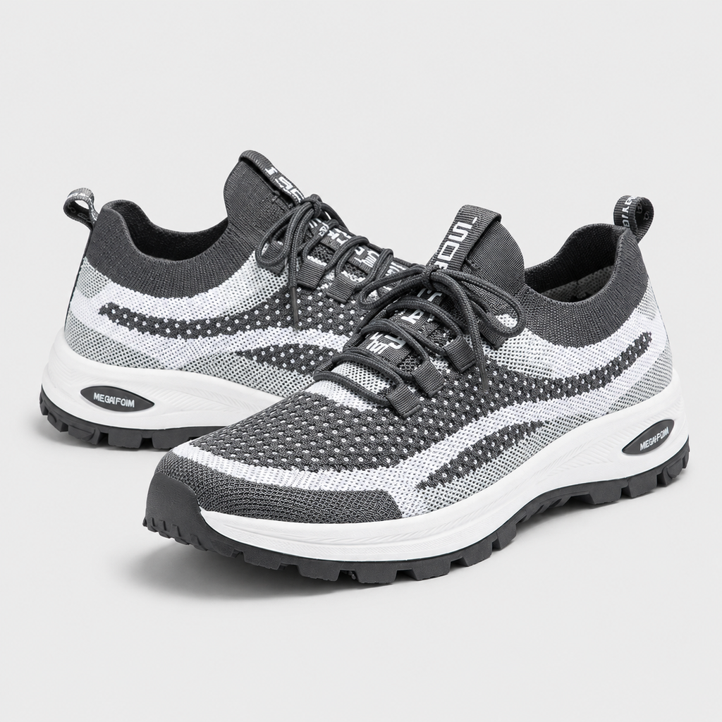 Slip-On Walking Shoes - Breathable Knit Cushioned Running Sneakers with Arch Support - Luxxella