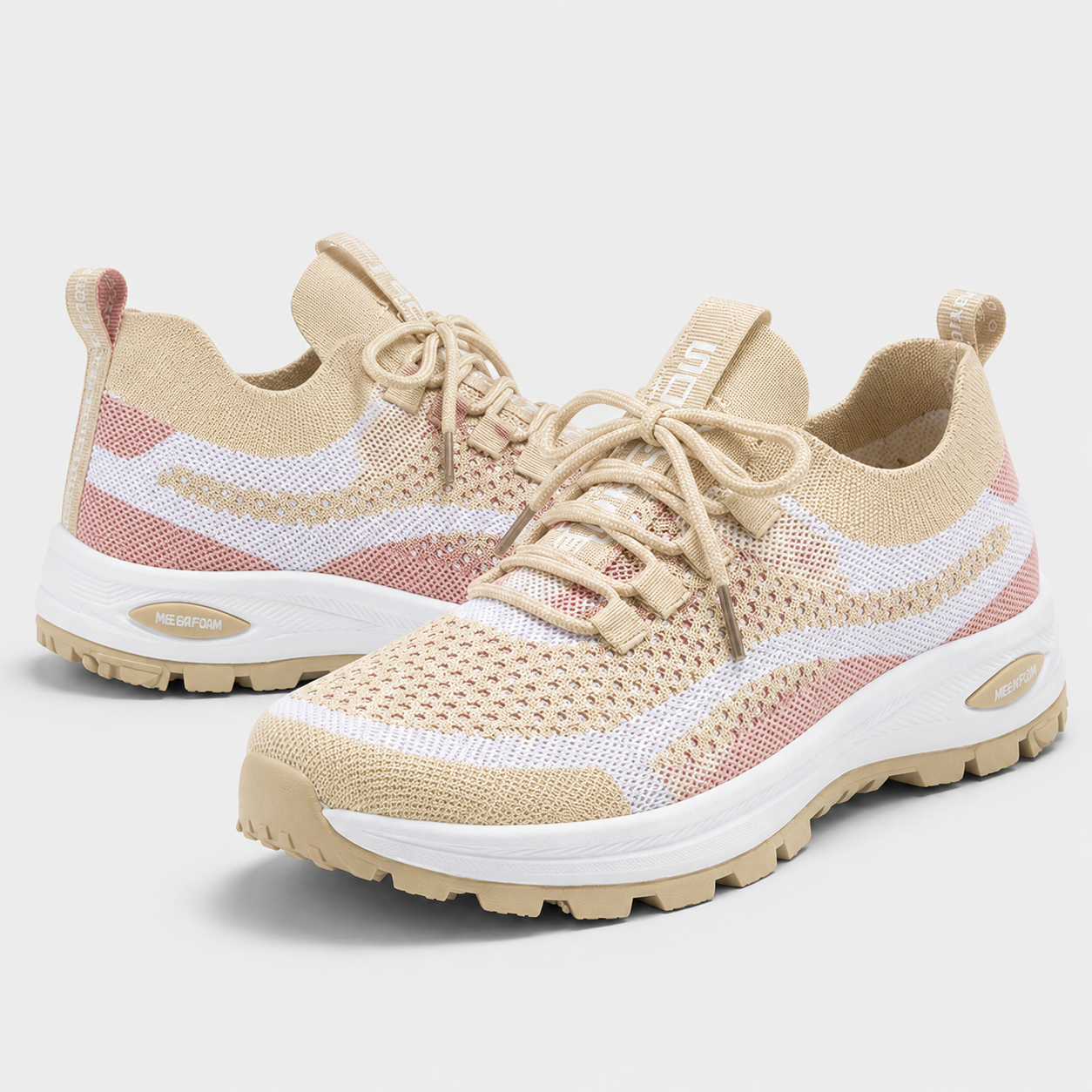 Slip-On Walking Shoes - Breathable Knit Cushioned Running Sneakers with Arch Support - Luxxella