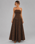 Strapless Tube Top Maxi Dress – Smocked Bust Red Polka Dot Sundress - Luxxella