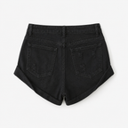 Low Waisted Ripped Denim Shorts Rolled Hem Distressed Mini Jean Hot Pants - Luxxella