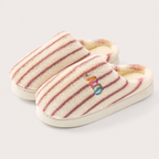 Plush Striped Bedroom Slippers – Warm Letter Embroidered Indoor House Shoes - Luxxella
