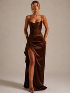 Lara Maxi Dress – Elegant Backless Slit Dress for Weddings, Galas & Date Nights - Luxxella