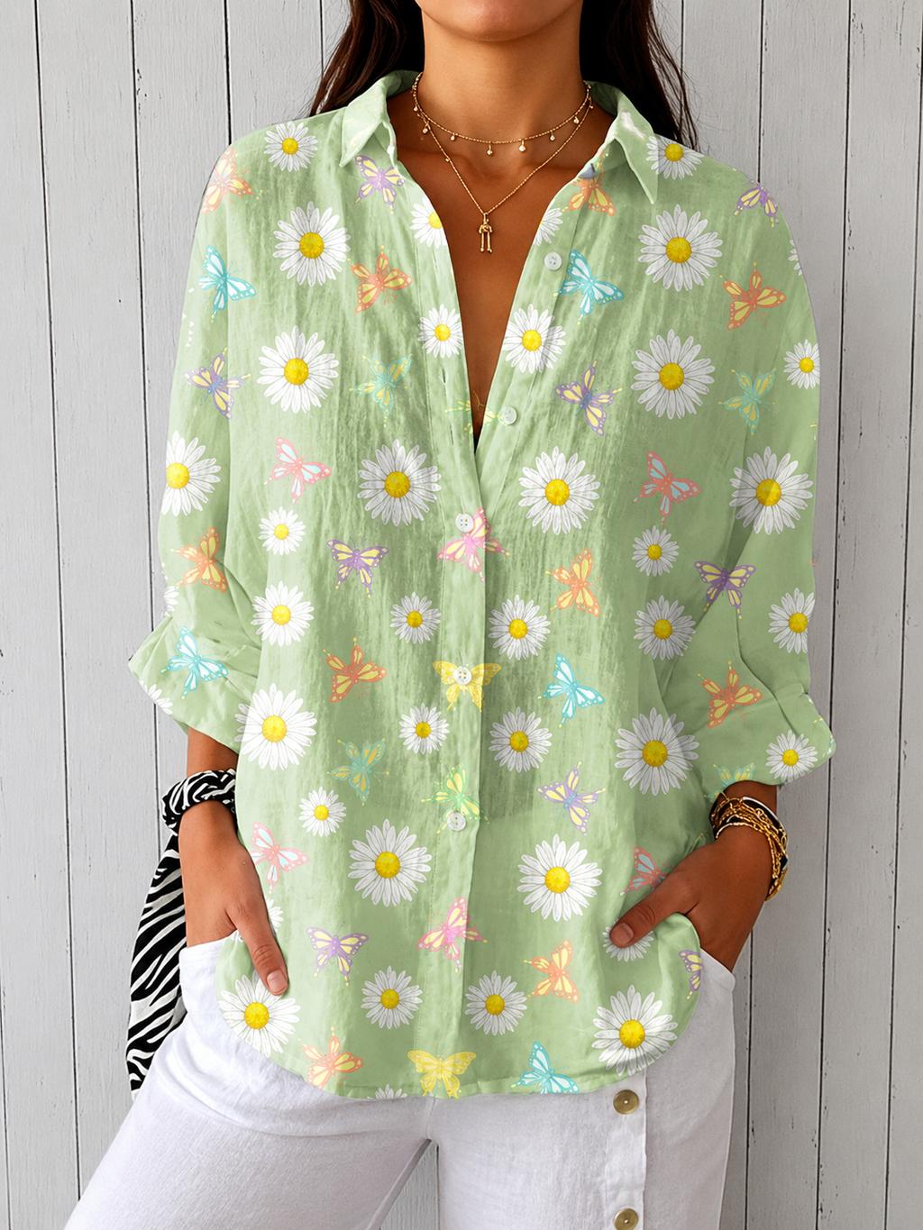 Casual Summer Shirt with 3D Print Design - Luxxella