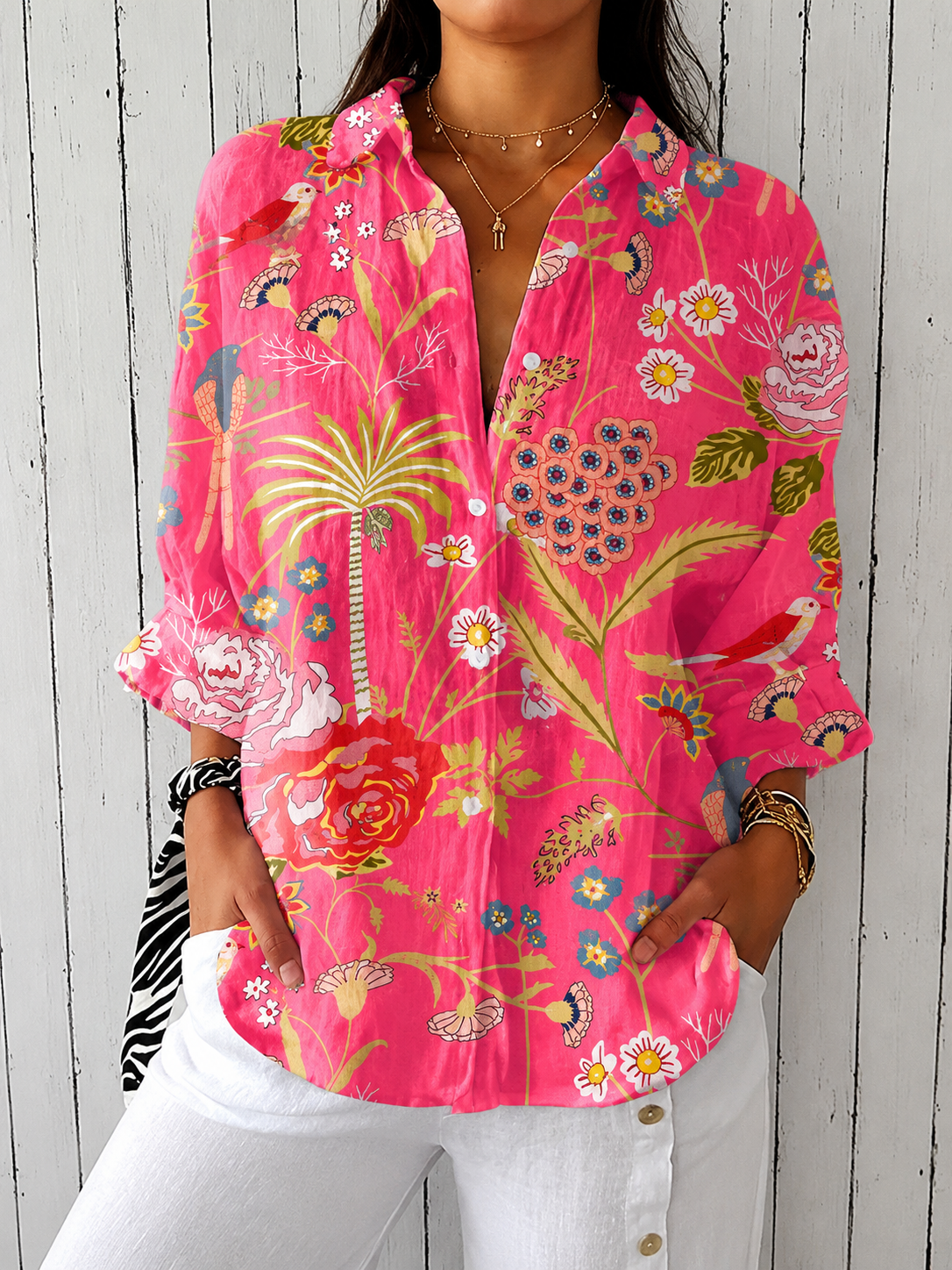 Casual Summer Shirt with 3D Print Design - Luxxella