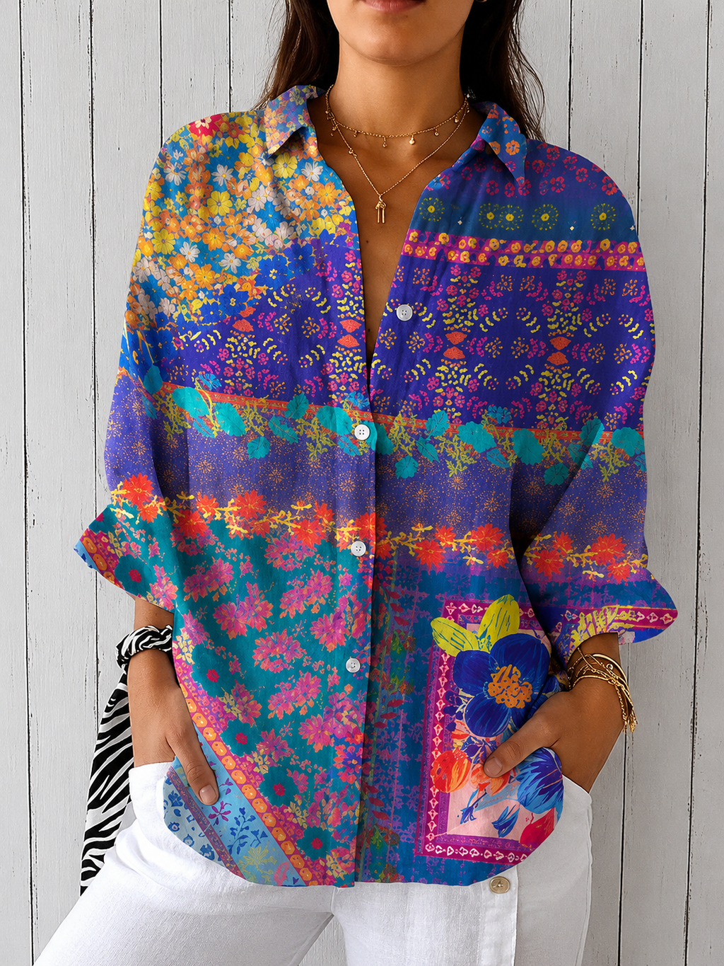 Casual Summer Shirt with 3D Print Design - Luxxella