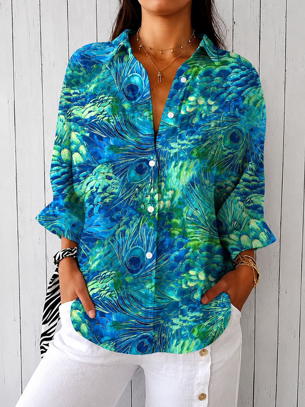 Casual Summer Shirt with 3D Print Design - Luxxella