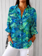 Casual Summer Shirt with 3D Print Design - Luxxella