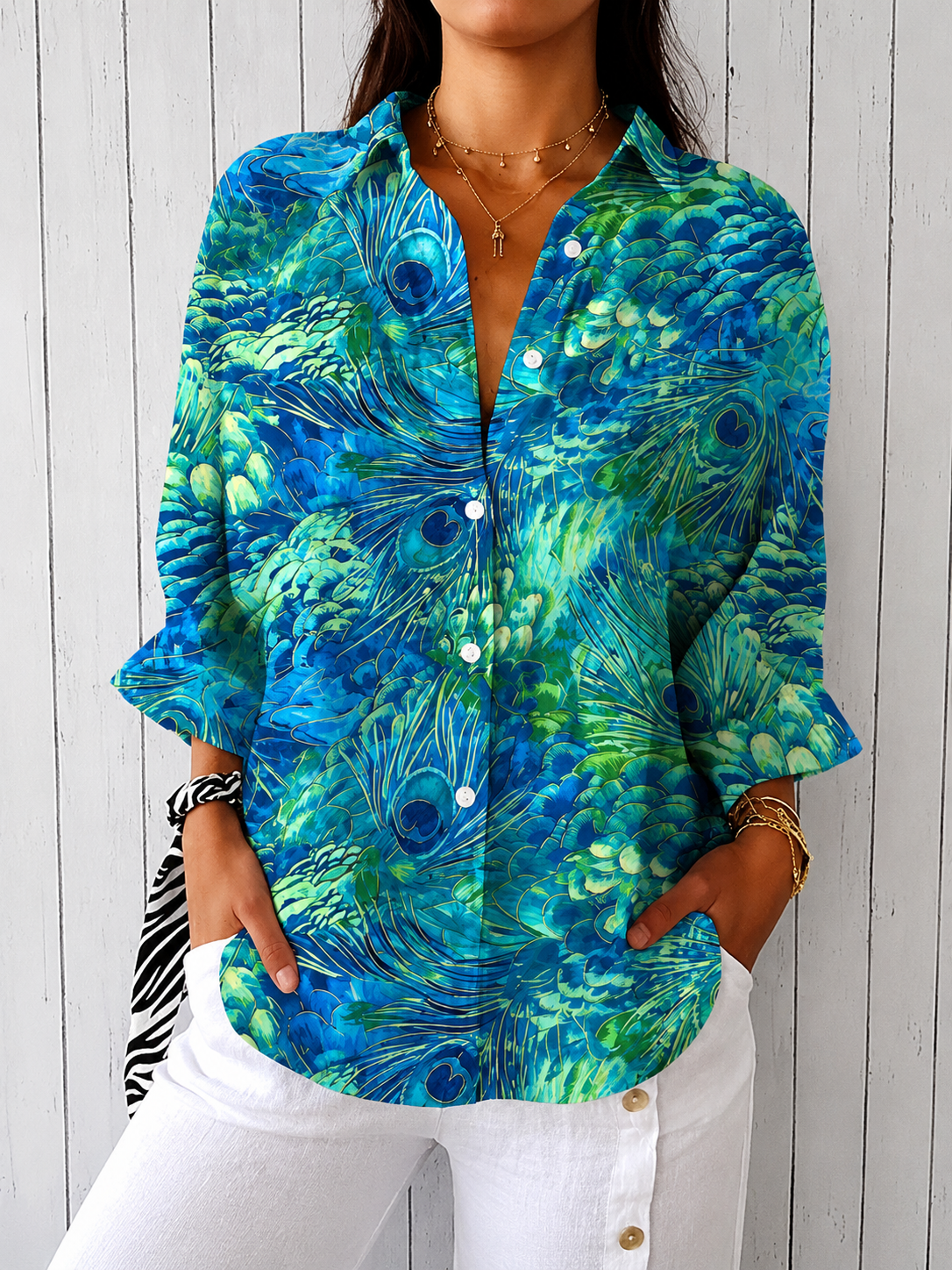 Casual Summer Shirt with 3D Print Design - Luxxella