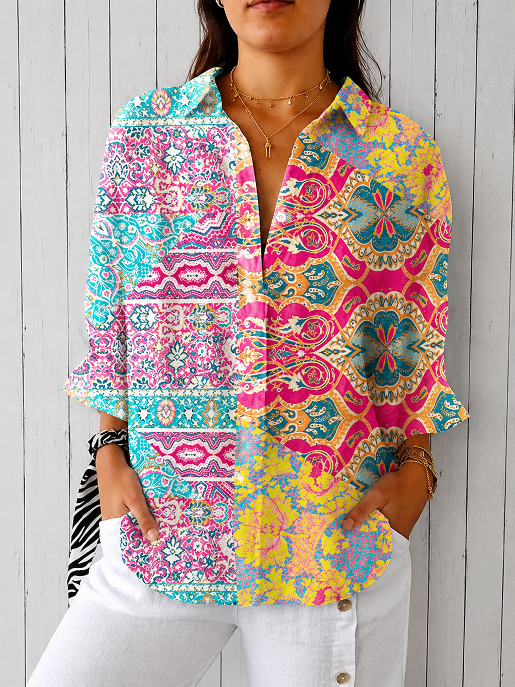 Casual Summer Shirt with 3D Print Design - Luxxella
