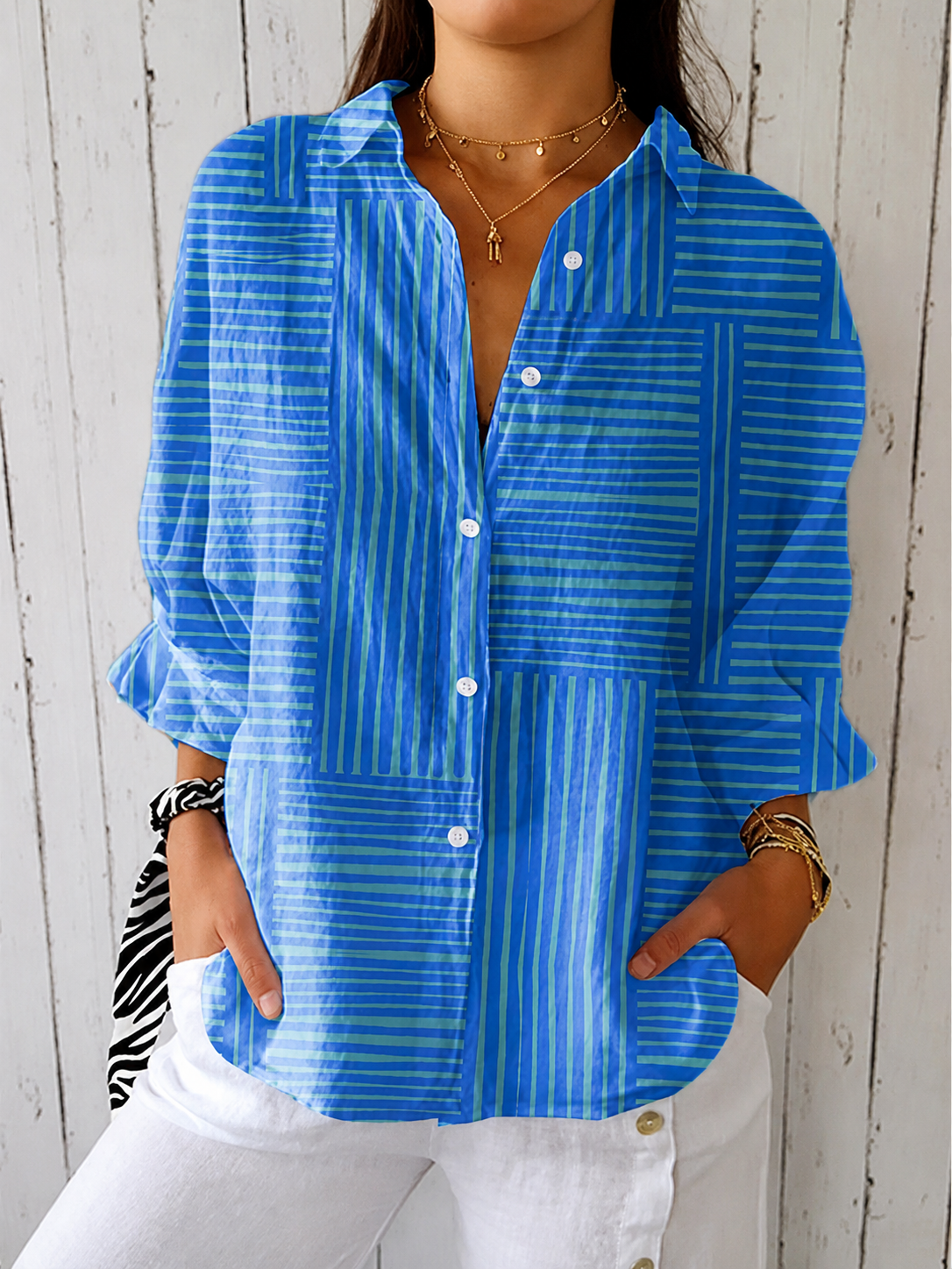 Casual Summer Shirt with 3D Print Design - Luxxella