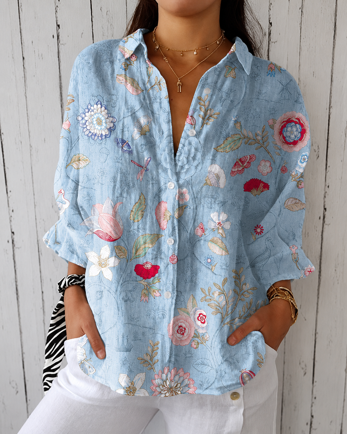 Casual Summer Shirt with 3D Print Design - Luxxella