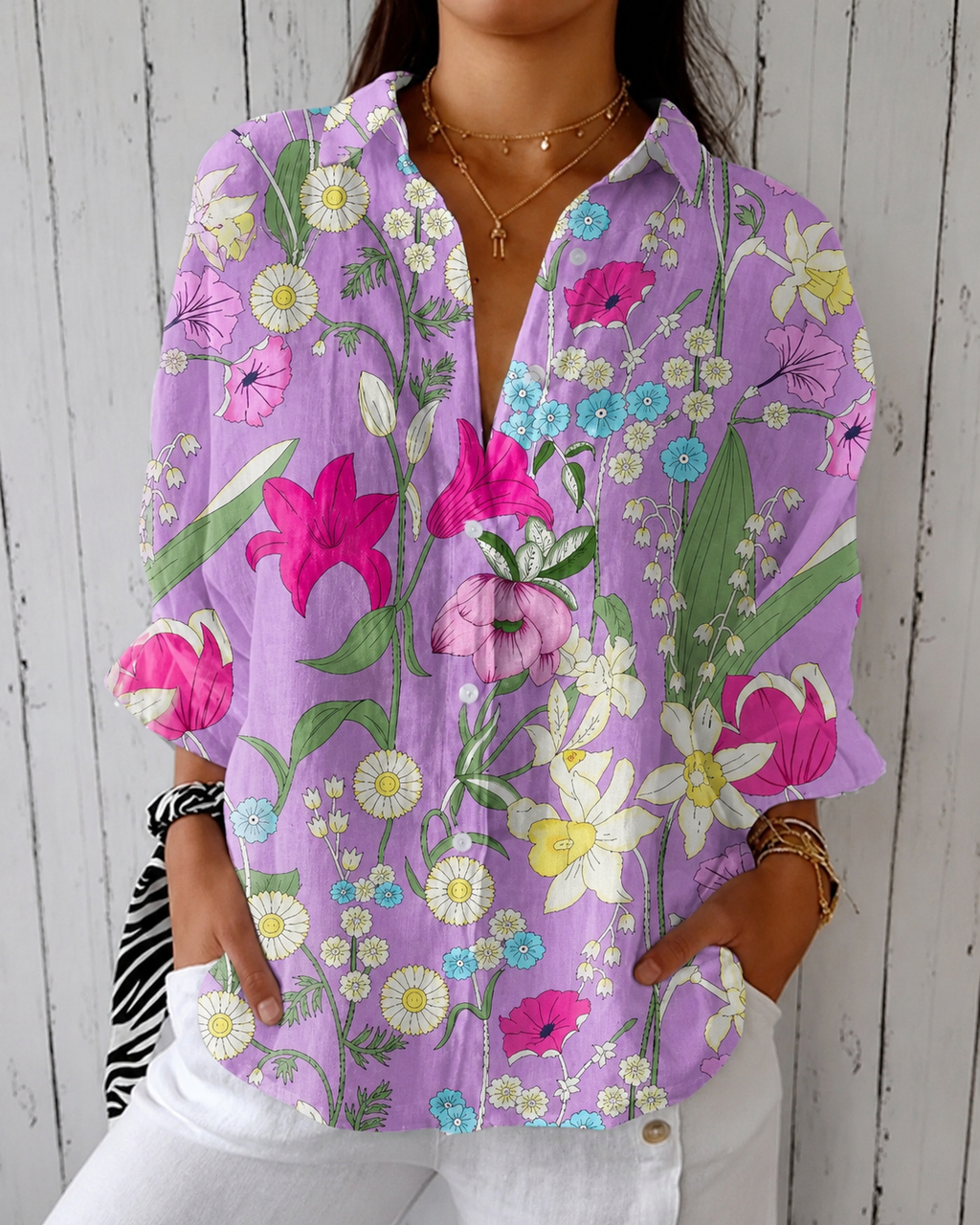 Casual Summer Shirt with 3D Print Design - Luxxella