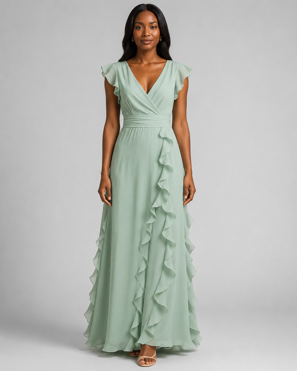 ruffle maxi dress wedding guest Kauai Ruffle Tier Maxi Dress M