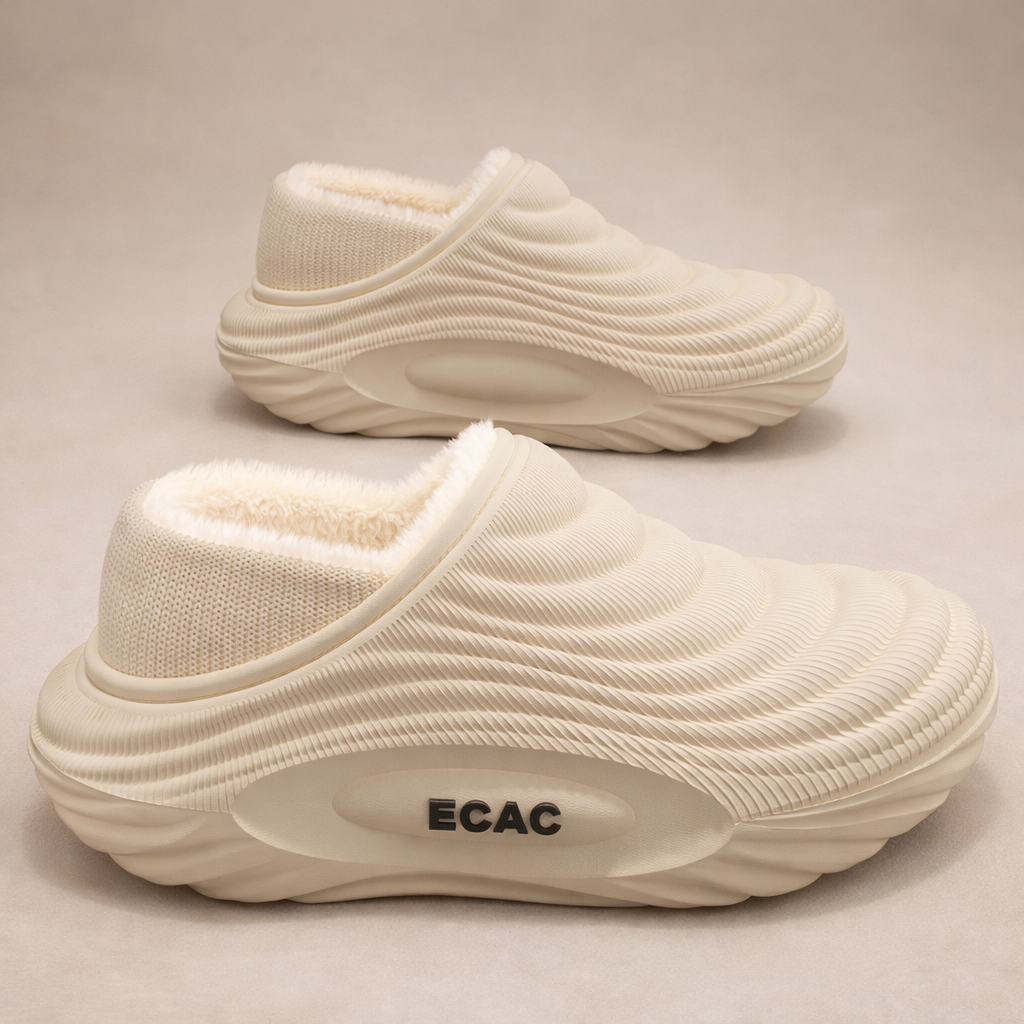 Warm ECAC Fleece‑Lined Indoor Slippers – Thick Non‑Slip Waterproof Sole - Luxxella