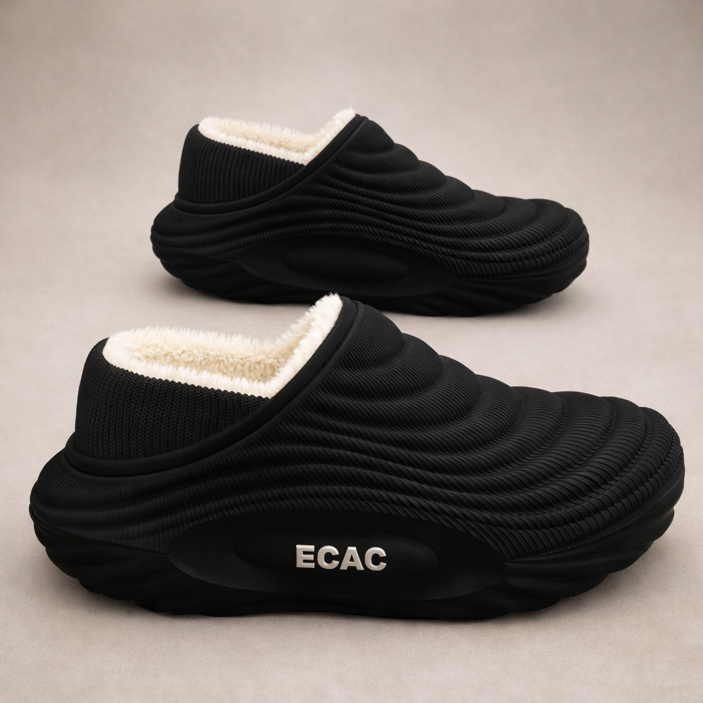 Warm ECAC Fleece‑Lined Indoor Slippers – Thick Non‑Slip Waterproof Sole - Luxxella