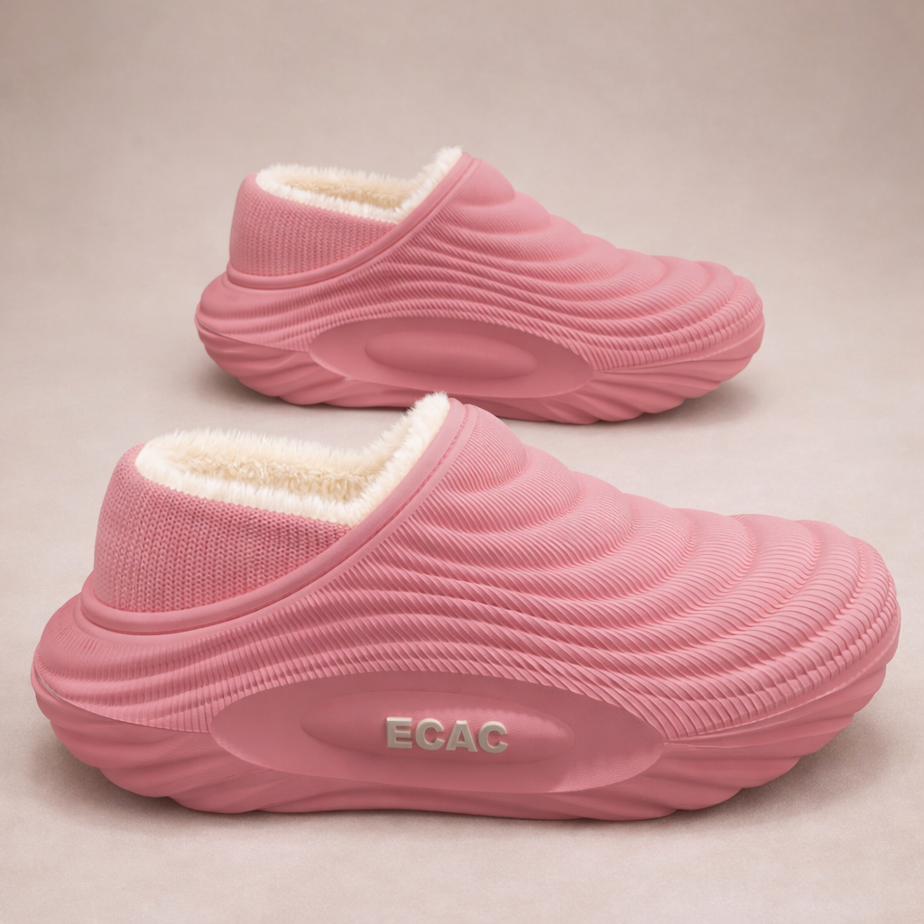 Warm ECAC Fleece‑Lined Indoor Slippers – Thick Non‑Slip Waterproof Sole - Luxxella