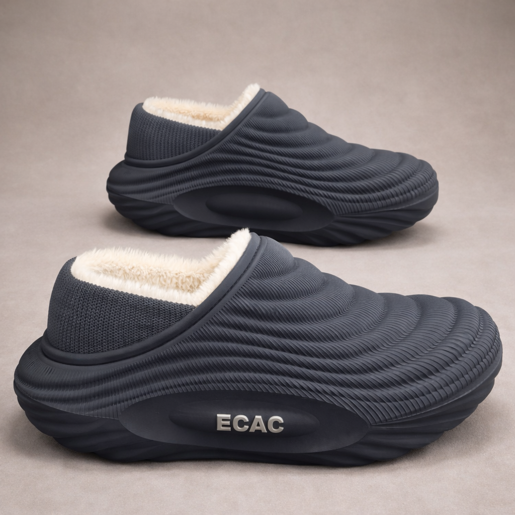 Warm ECAC Fleece‑Lined Indoor Slippers – Thick Non‑Slip Waterproof Sole - Luxxella