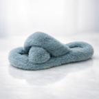 Faux Fur Lined Open‑Toe Slippers – Flat Flip Flop Style - Luxxella